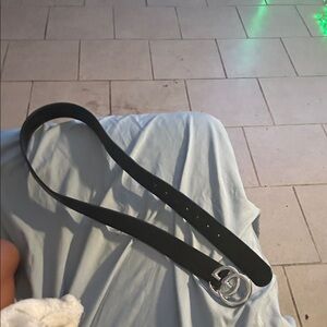 Gucci Black Belt with Silver GG Buckle